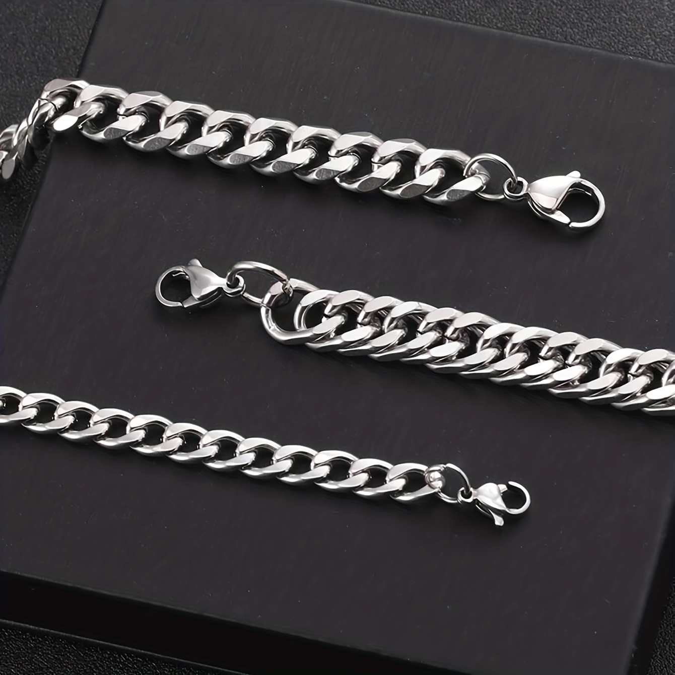 Titanium Steel Cuban Chain Bracelet Set for Men